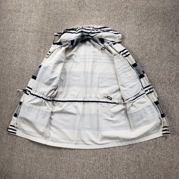 Ralph Lauren Nautical Jacket Hooded Women's Small Stripeed Ivory Blue - Picture 3 of 13